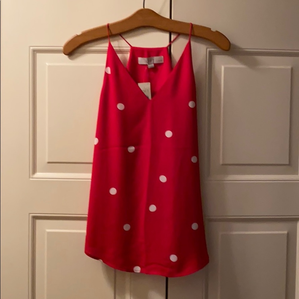 NWT Loft dotted strappy cammi. Color: orchard red - Picture 3 of 4